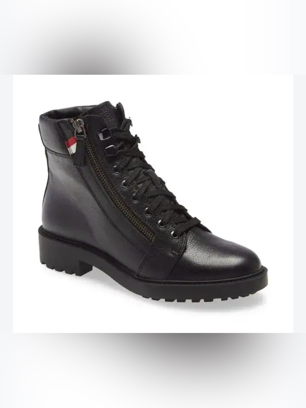 Linea Paolo Women Leather Lace-up Zip-up Combat Moto Boots Sz 9.5 Chunky Grunge